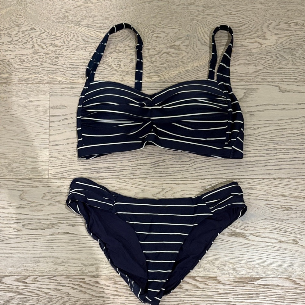 2 Navy Striped Women's Bikini Set